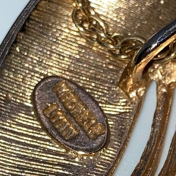 Vtg Michelle Lynn Matte Black Enamel Tropical Leaf Necklace 18” + 1.2” Pendant - Picture 4 of 6